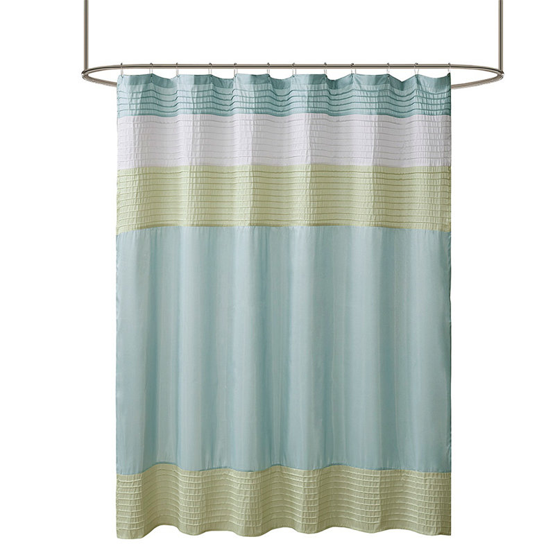 Rideau de douche en soie synthétique, Green Striped