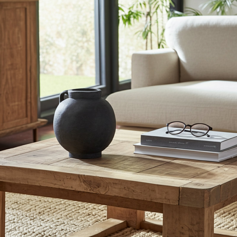 Contemporary Round Vase Handcrafted Terracotta Pottery Modern Sculptural Design Accent Vessel with Artisan Texture and Minimalist Silhouette for Elevated Interior Style and Visual Interest