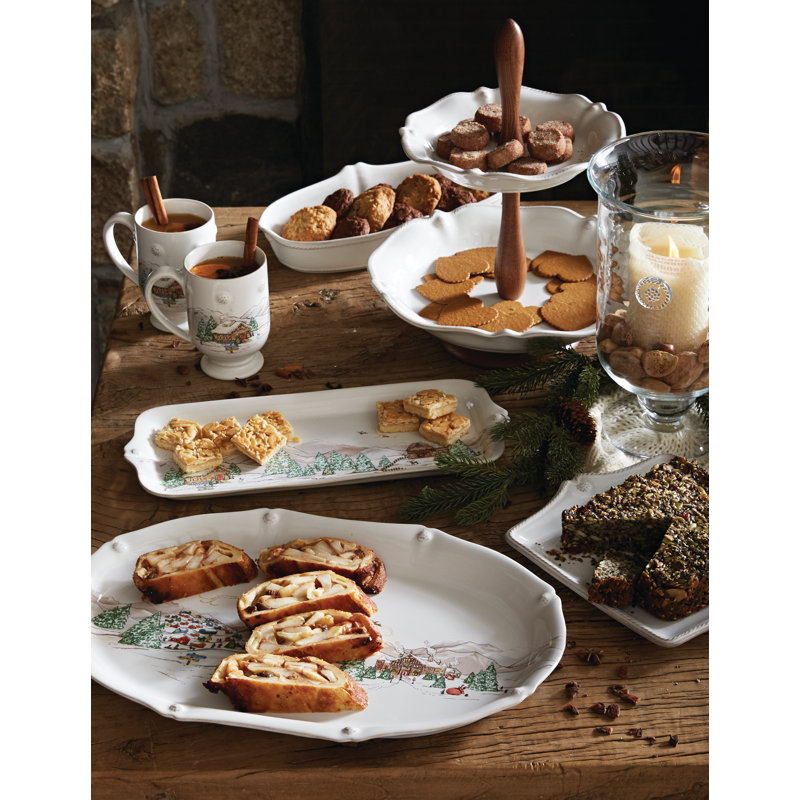North Pole Ceramic Winter Holiday Hostess Tray