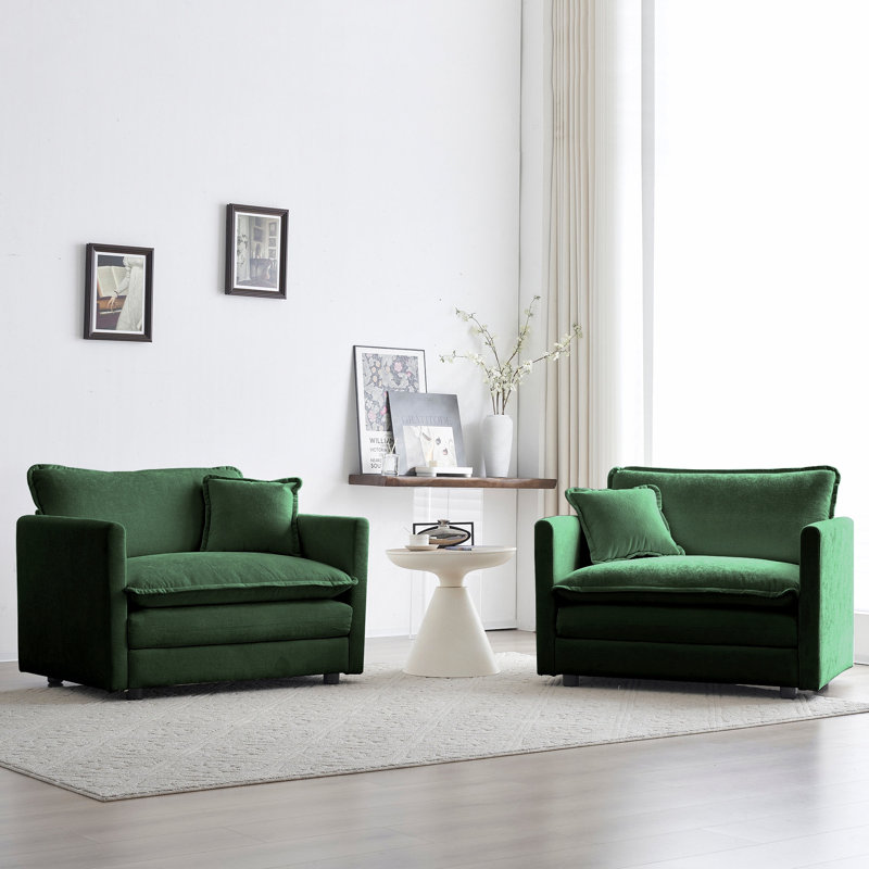 Ensemble de 2 chaises d'appoint, fauteuils rembourrés en chenille haut de gamme, chaises d'appoint de salon avec coussin en chenille