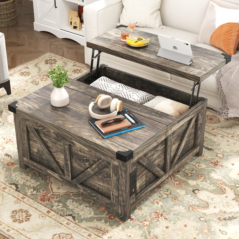 Vardell Single Coffee Table, 18.5" H x 35.6" W x 35.6" D, Dark Oak Gray