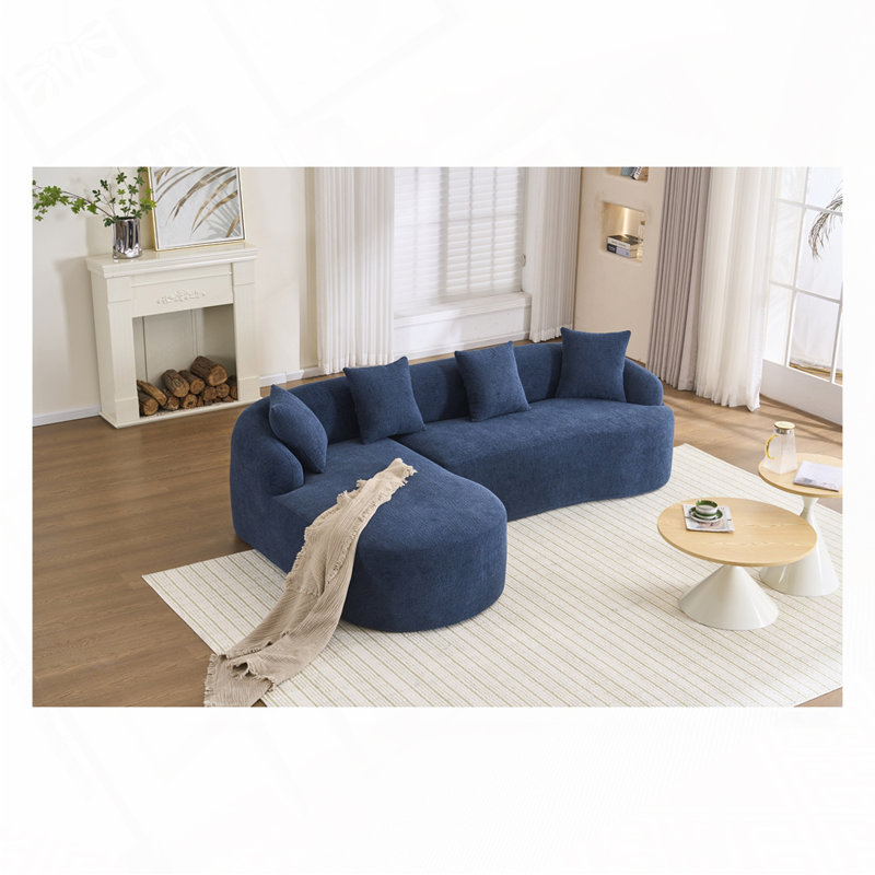 Boneless Compression Sofa, Navy Blue Chenille Duplicate