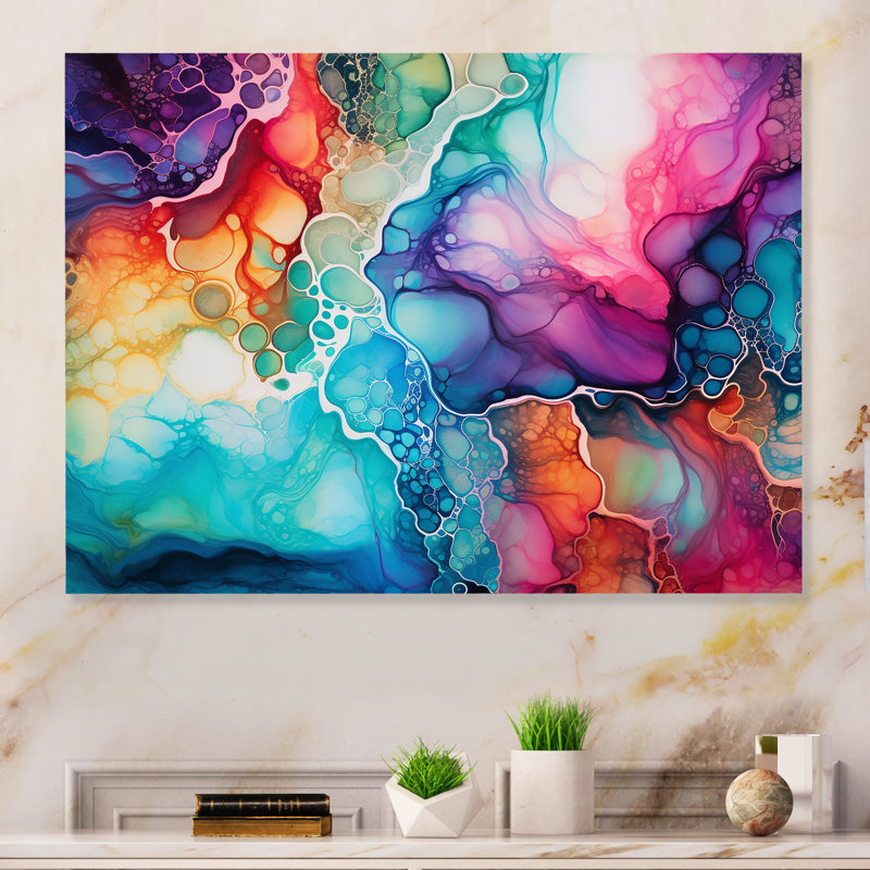 "Encre arc-en-ciel bleu sarcelle et mauve" sur, H 12 po x l 20 po x P 1 po