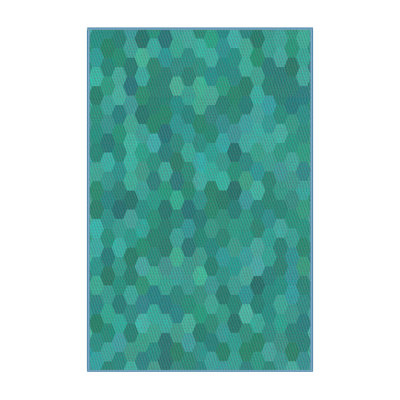 Tapis vert/jaune à motif de mer