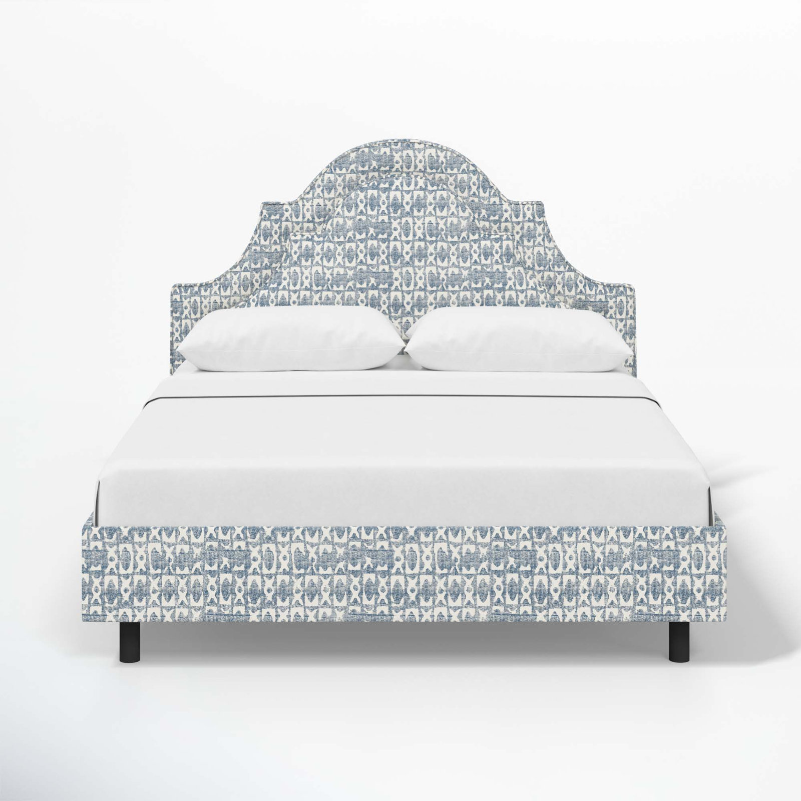 Knipe Upholstered Bed, King, Texture Block Blue