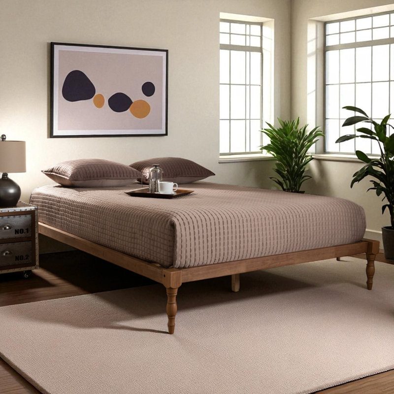 Guendi Full Platform Bed Frame, Modern and Contemporary, Brown 12.71'' H X 56.98'' W X 76.07'' L, Full
