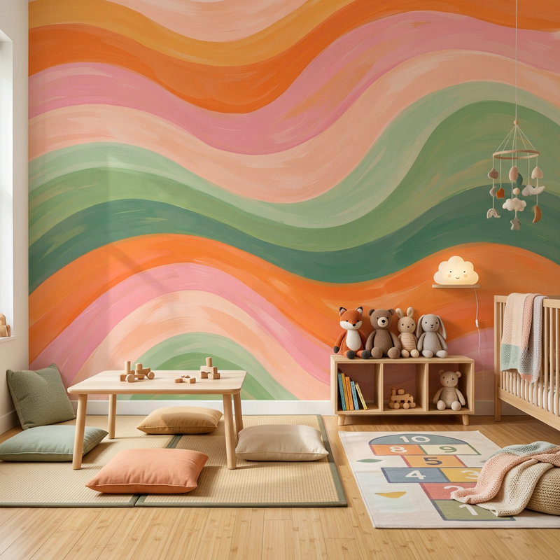 Papier peint moderne Mid Century, Non tissé, 120 po x 96 po