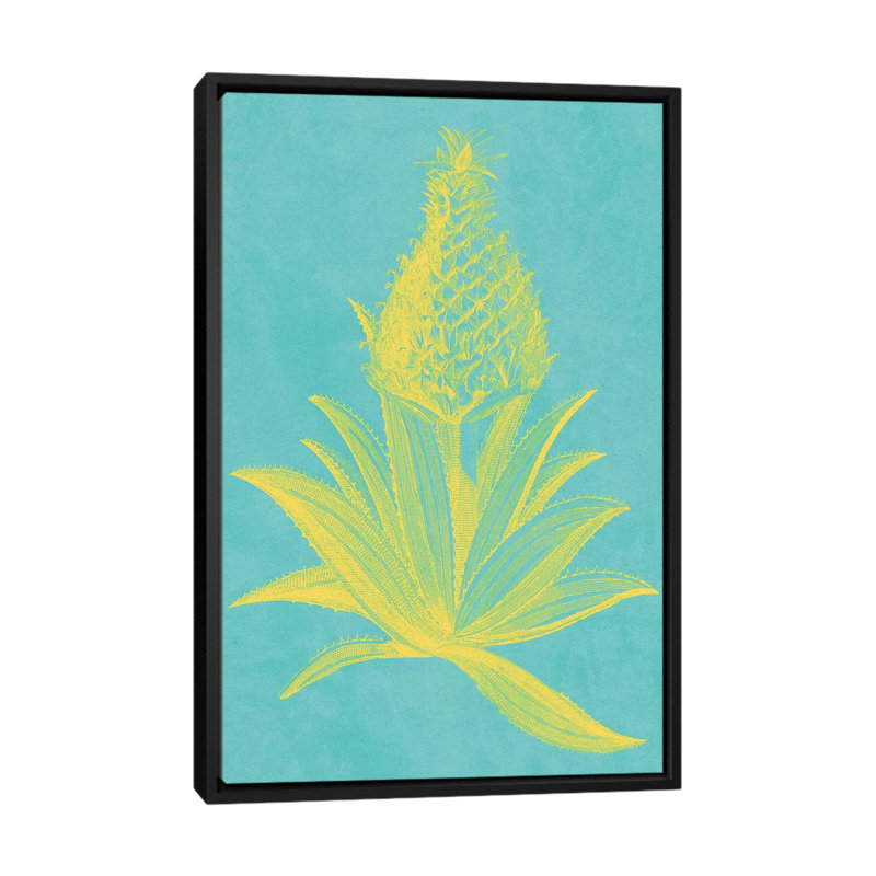 « ananas frais i », impression sur toile, H 26 po x l 18 po x P 1,5 po, Toile avec cadre noir, Pas de tapis