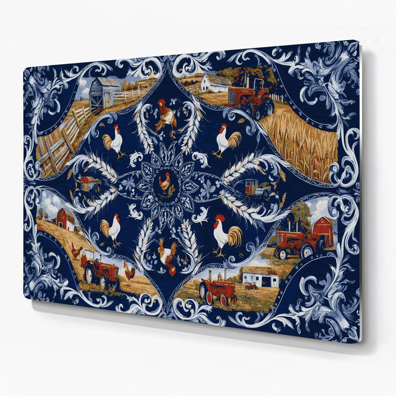 «Farm Bandana», impression sur métal bleu, H 16 po x l 20 po