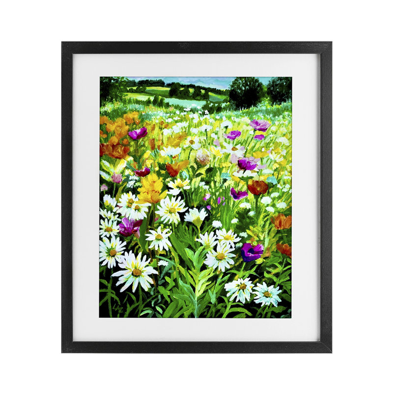 Hillside Fusion Meadow, reproduction d'art sous verre encadrée, conception par Lee Ann Zirbes, H 16 po x l 13 po