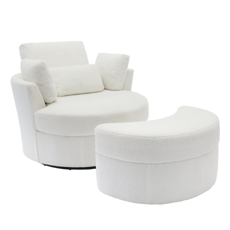 Chaise longue rembourrée avec coussin Niama, Mélange de polyester ivoire