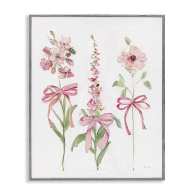 Pink Cottage Floral Sprigs Framed Giclee, design by Sally Swatland