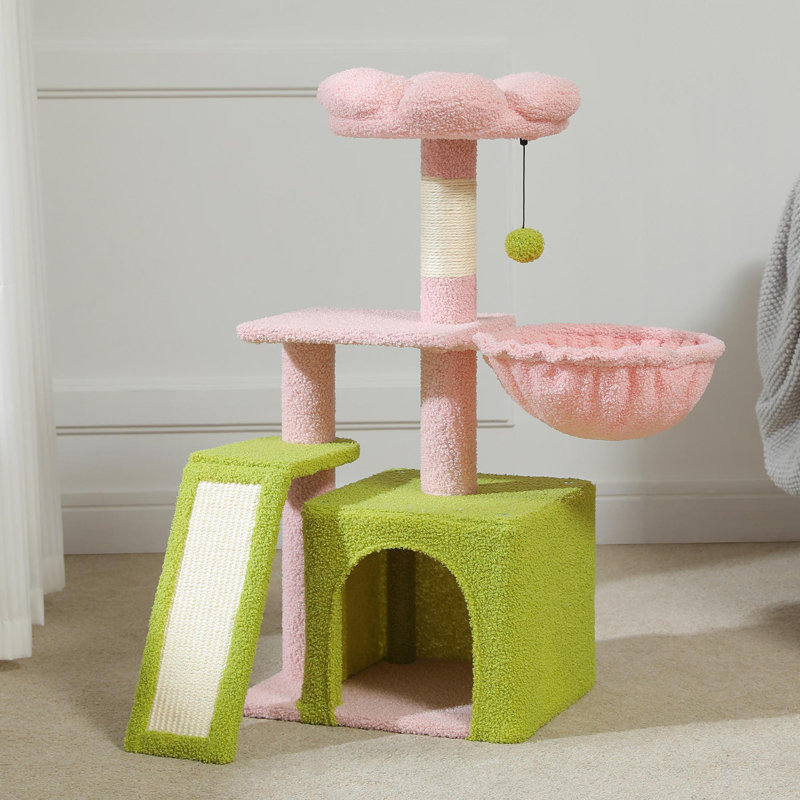 Arbre à chat d'intérieur compact, Rose