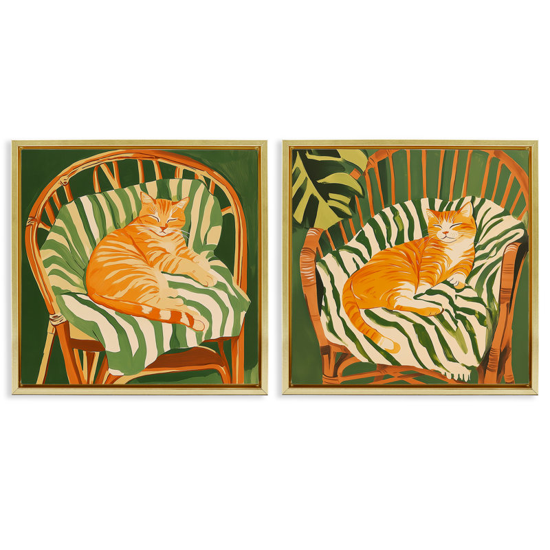 Ensemble de 2 chaises flottantes Cozy Cats in Rattan Chairs, design par Walker Noble, H 18 po x l 18 po