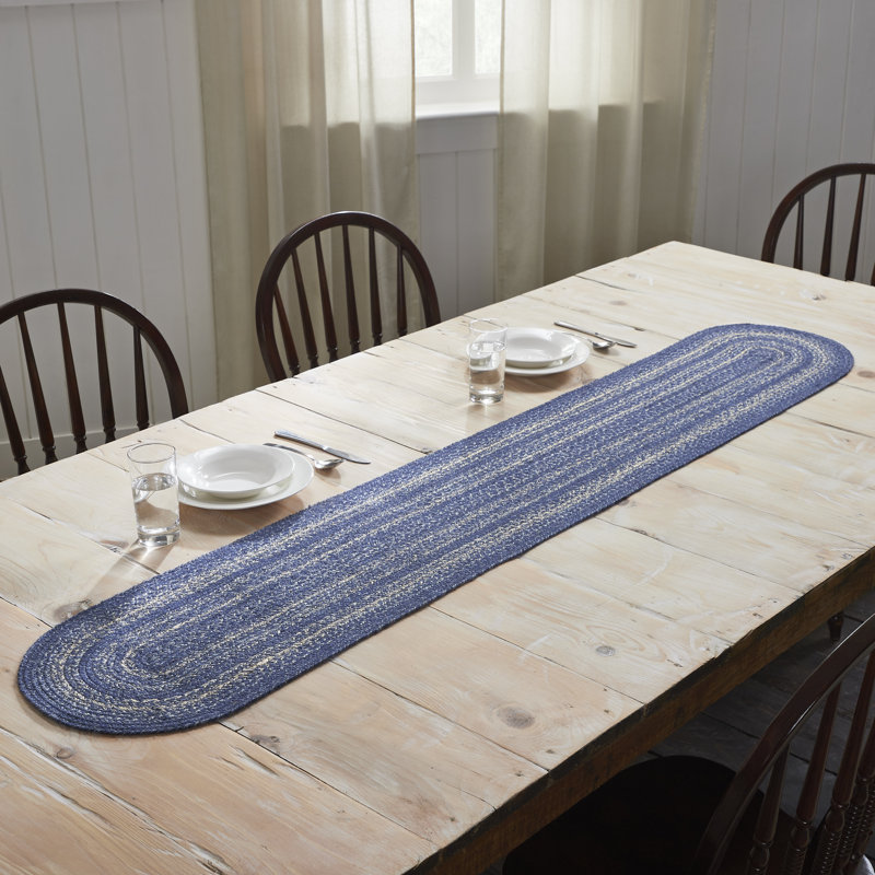 Birtwhistle Great Falls Blue Jute Table Runner, 72" L x 13" W