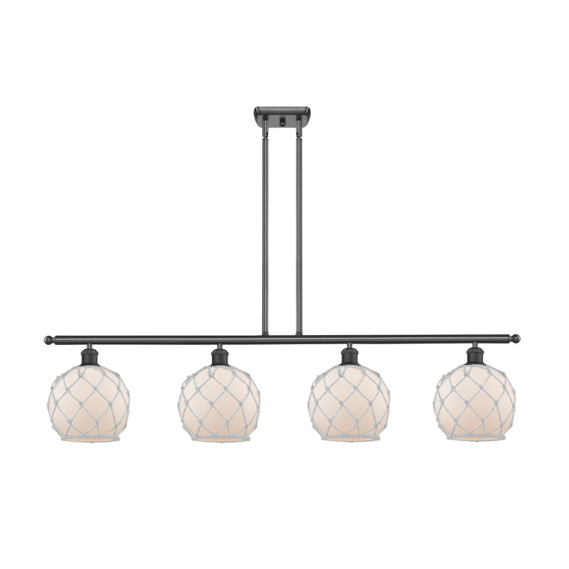 Luminaire suspendu linéaire à 4 lumières pour îlot de cuisine Hillhouse, Brun mat, Ampoule DEL 6 watts Vinage