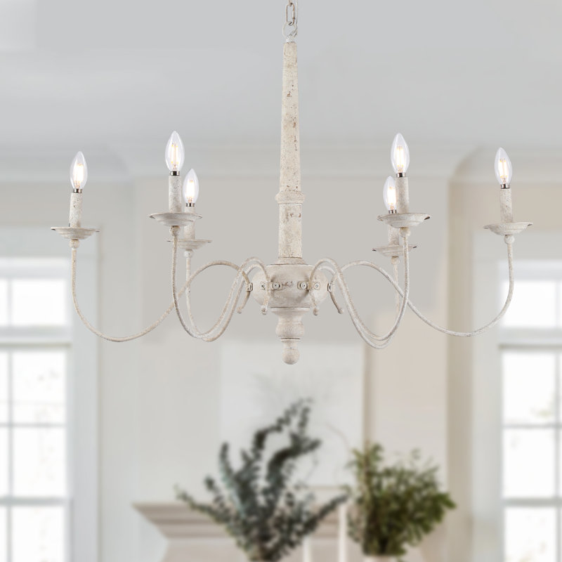 Benton 6 - Light Country Small Chandelier Antique White