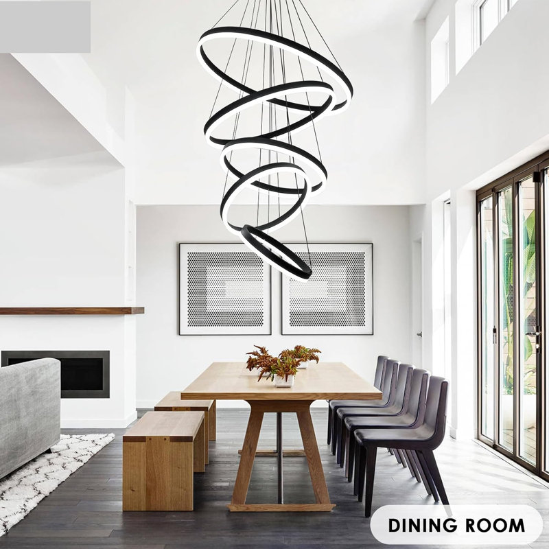 Black Dimmable High Ceiling Chandelier