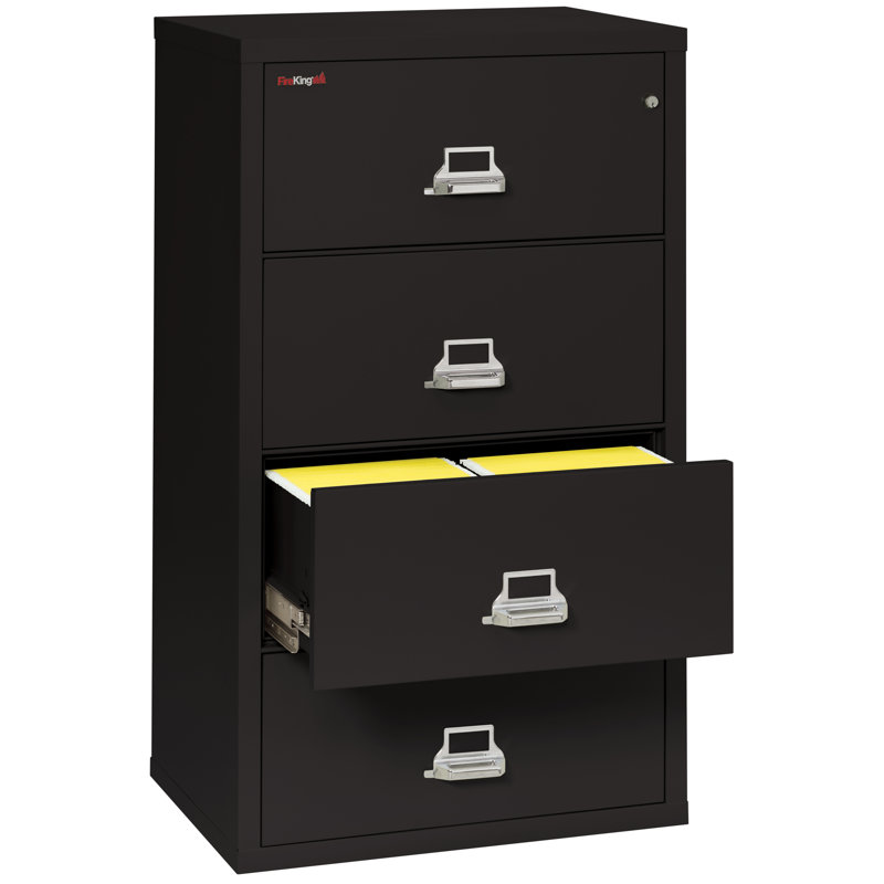Fireproof 4 - Drawer File Cabinet, Black, Key Lock