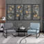 Ensemble de 4 pièces d'art mural en cuir et feuille de ginkgo, décor moderne peint à la main pour le vestibule et le salon