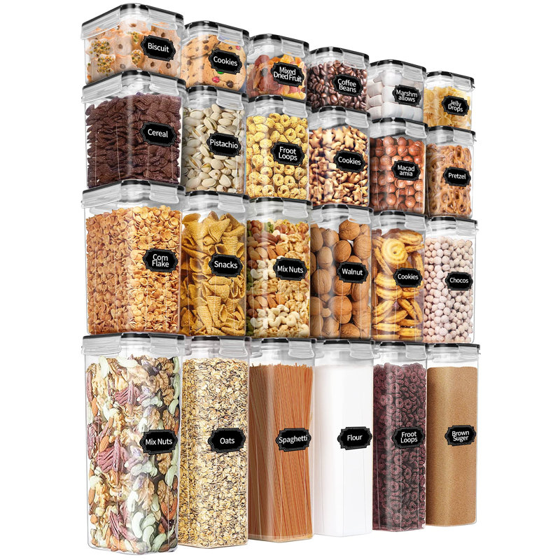 Ensemble de contenants hermétiques pour aliments avec couvercles - 24 pièces, cuisine sans BPA et garde-manger, contenants en plastique à l'épreuve des fuites