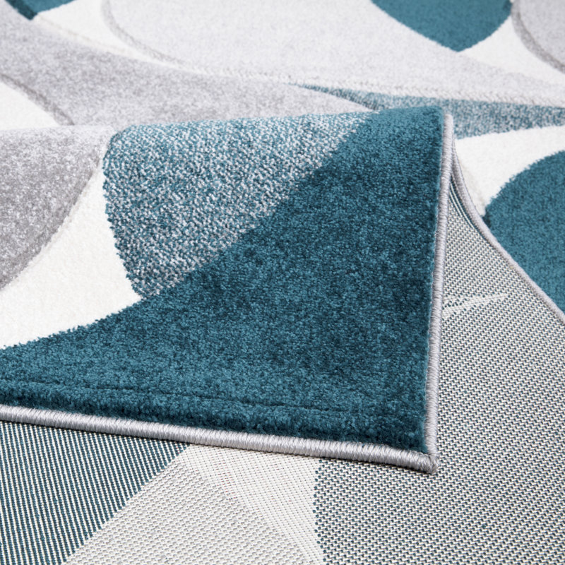 Kenzo Emerald Abstract Geometric Modern Rug – Large Living Room Carpet | Bedroom & Hallway Runner | Soft, Stain Resistant, Non-Shedding Floor Mat