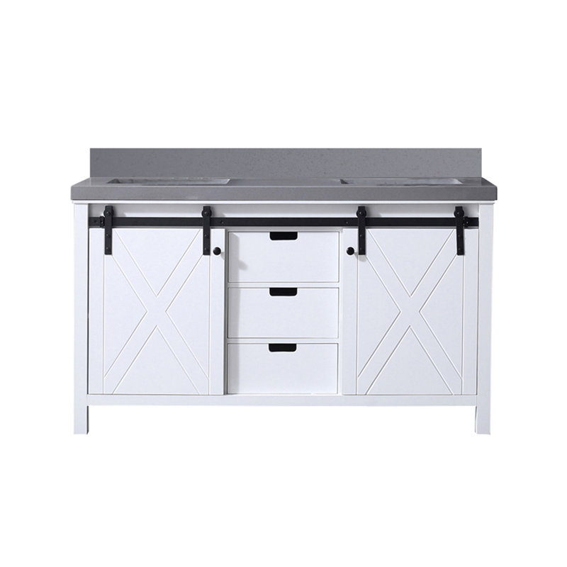 Meuble-lavabo blanc 60 po X P 22 po D, avec comptoir en quartz gris