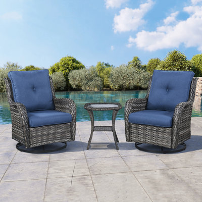 Schutt Outdoor Schutt Rocking Polyethylene (PE) Wicker Chair with Cushions