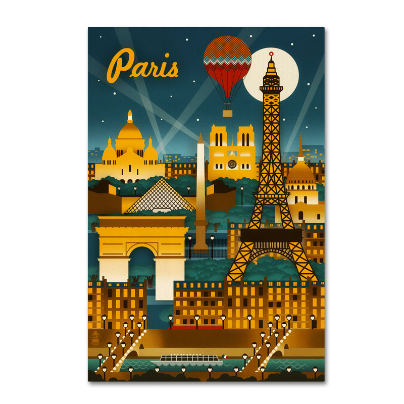 Publicité rétro sur toile Kadey «Travel 2», H 47 po x l 30 po x P 2 po