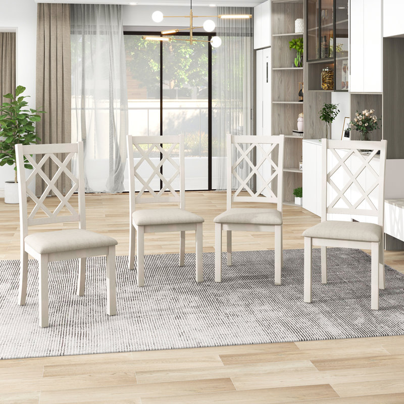  Ensemble de table de salle à manger 5 pièces Mid-Century, Brun, Beige / Blanc