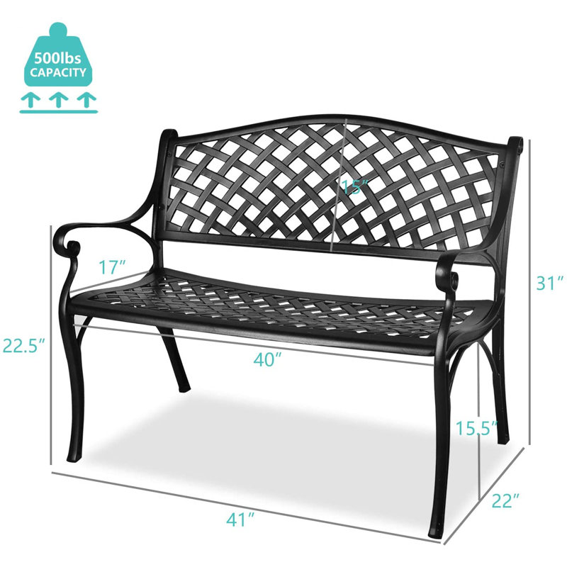 Banc de jardin en aluminium Nadal, Noir