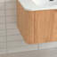 Meuble-lavabo mural flottant en bois massif, meuble de rangement à bord arrondi pré-assemblé avec cuve en céramique intégrée-241774484
