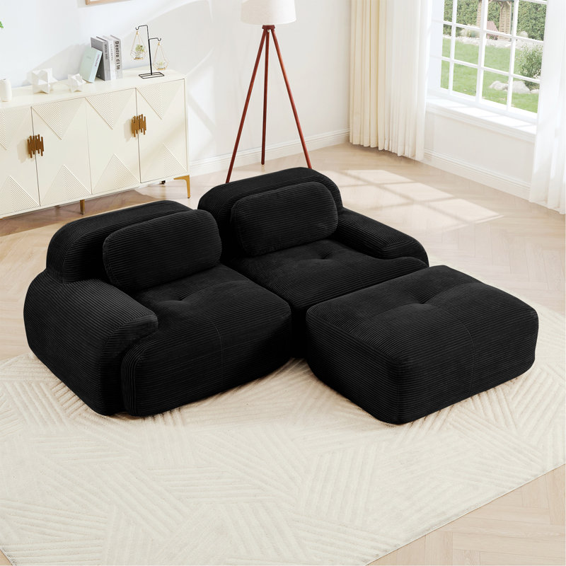 Canapé modulaire en L pour les salons et les chambres, Noir