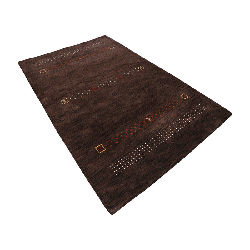 Tapis de la zone brune en laine fait main St Catherine, Rectangle 3 pi x 5 pi