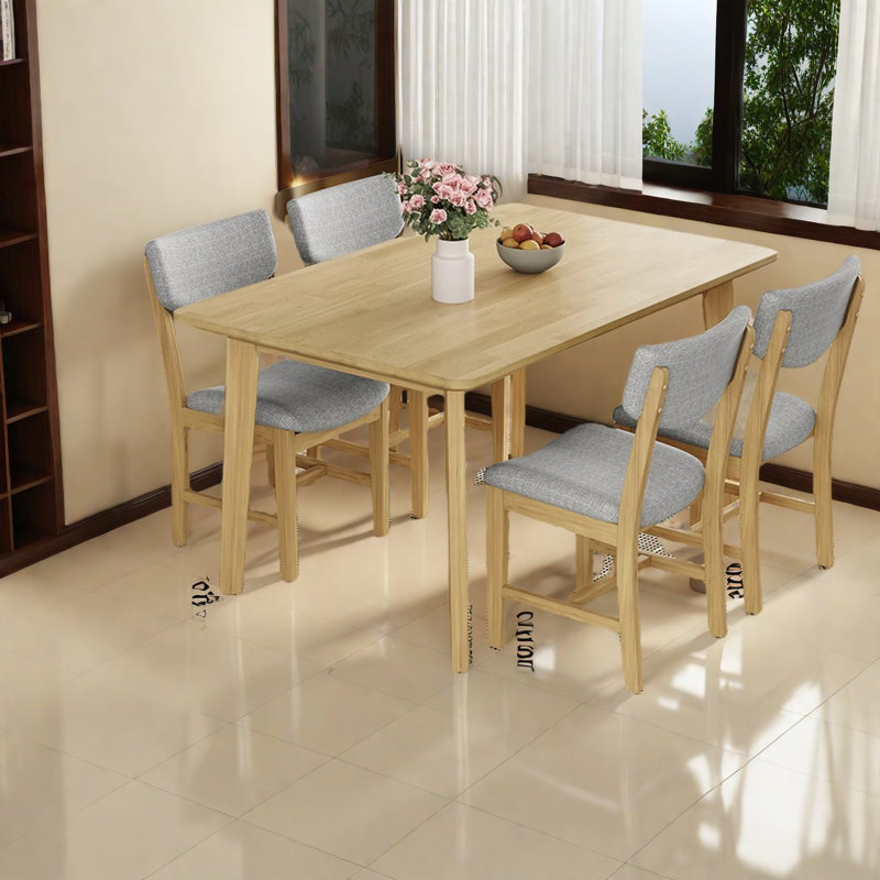 Ensemble de table de salle à manger en bois durable avec finition naturelle, style maison de campagne pour la cuisine