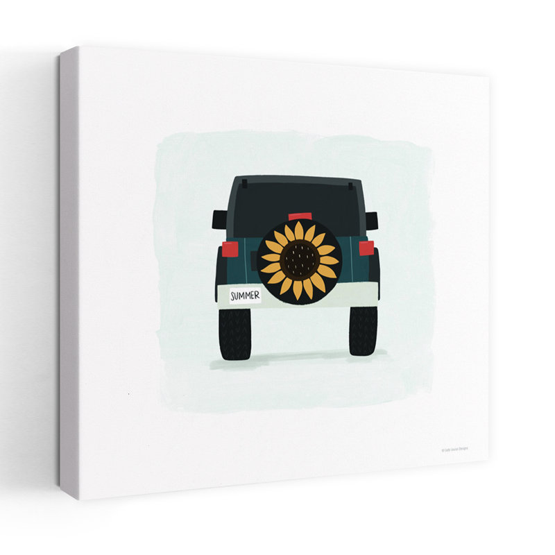 Art contemporain Jeep avec art d'automne, H 24 po x l 24 po