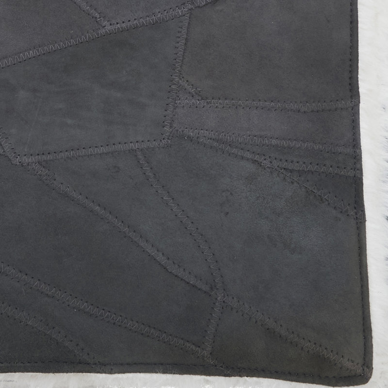Jeté en cuir Artisan Patchwork, Gris foncé