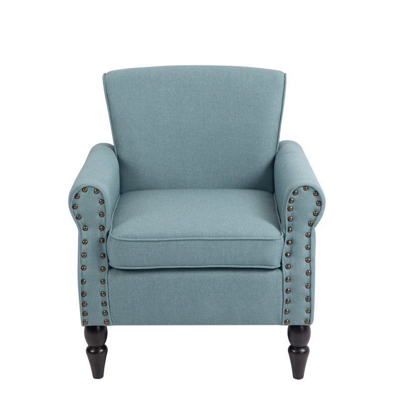 Arian 76 Cm Wide Cotton Armchair, Light Blue Polyester Blend