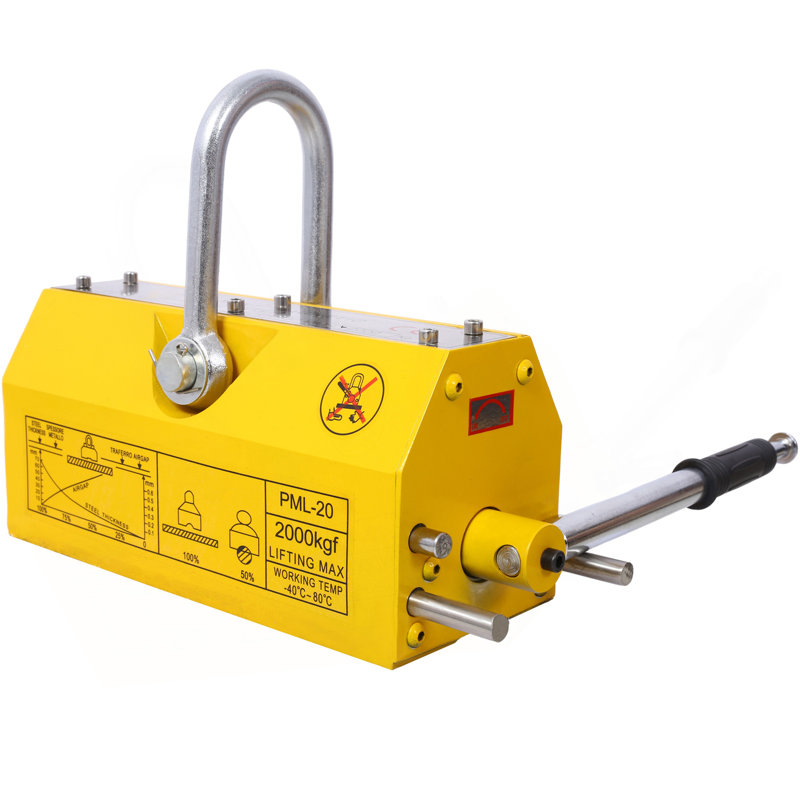 Levage magnétique permanent avec dégagement, aimant robuste 4400Lbs / 2000Kg, facteur de sécurité de 2,5, néodyme et acier pour la grue, grue d'atelier, bloc, plaque de levage en acier