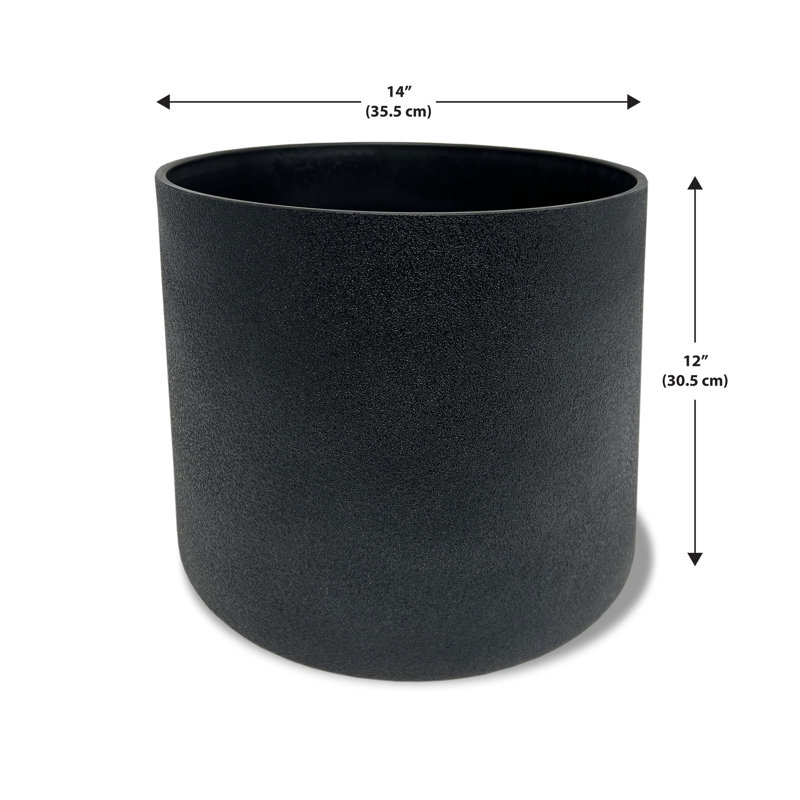 Modern Composite Cylinder Pot Planters, Black