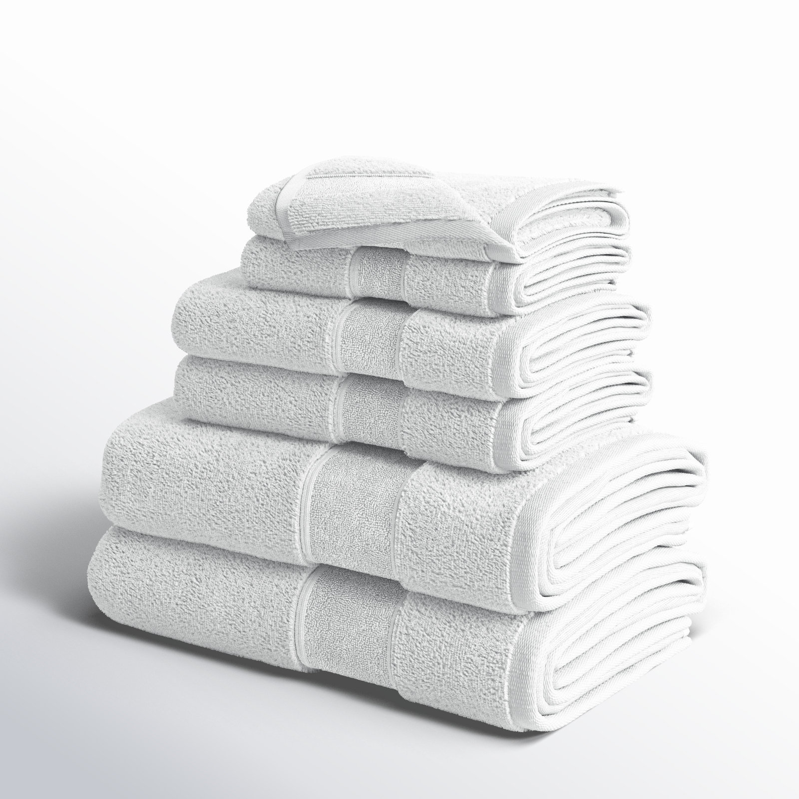 Bidle 6-Piece Turkish Cotton Towel Set, White