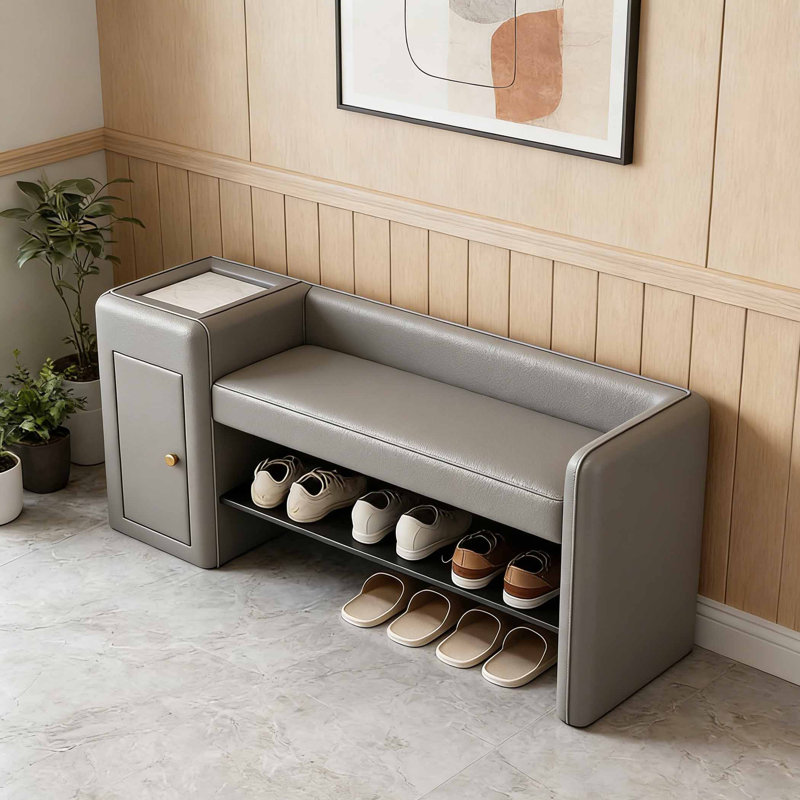 Banc de rangement pour chaussures Engelhardt, H 21,65 po x l 47,24 po x P 15,75 po, Grey