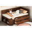 Lit de jour simple en noyer avec tablette pratique et agencement de tiroirs - Space Handy Combinaisons Modern Home Staple
