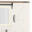 Coiffeuse Modern Farmhouse avec plateau en verre, miroir caché et Power Hub-1030405224
