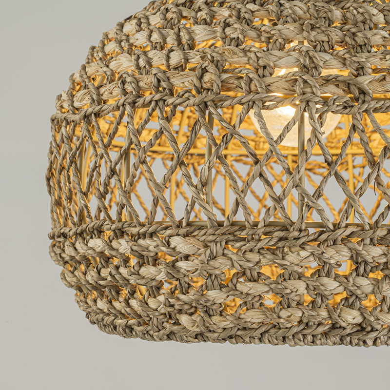 Luminaire suspendu dôme en or 12 po Ambrozie Rattan Coastal Boho