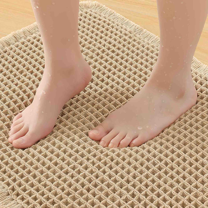 Tapis de bain antidérapant texturé à motif gaufré, 30 po x 20 po