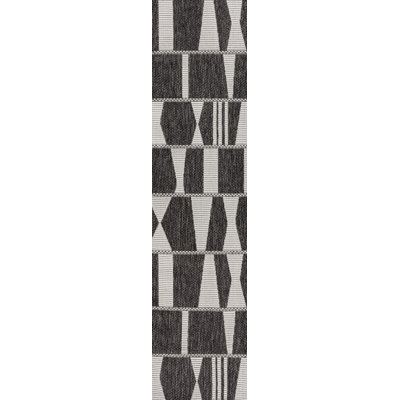 Olesia Modern Geometric Abstract Two-Tone Black/Cream Indoor/Outdoor Rug