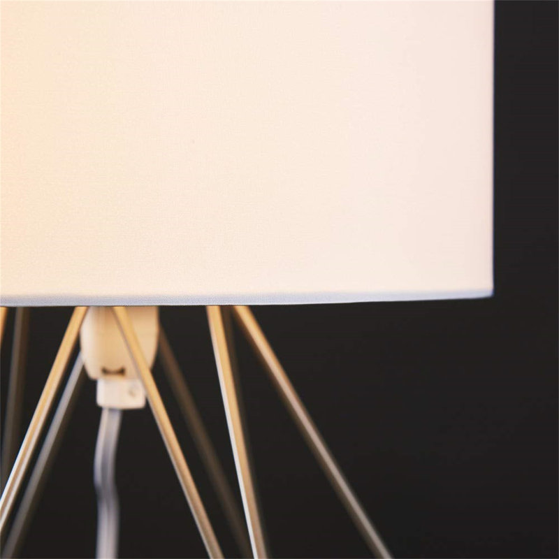 Achiuta Metal Table Lamp, White, Silver