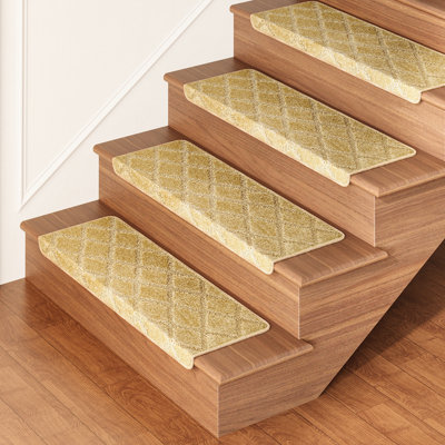 14 Pack Non-Slip Carpet Stair Treads Diamond Pattern – Cushioned Soft Protection