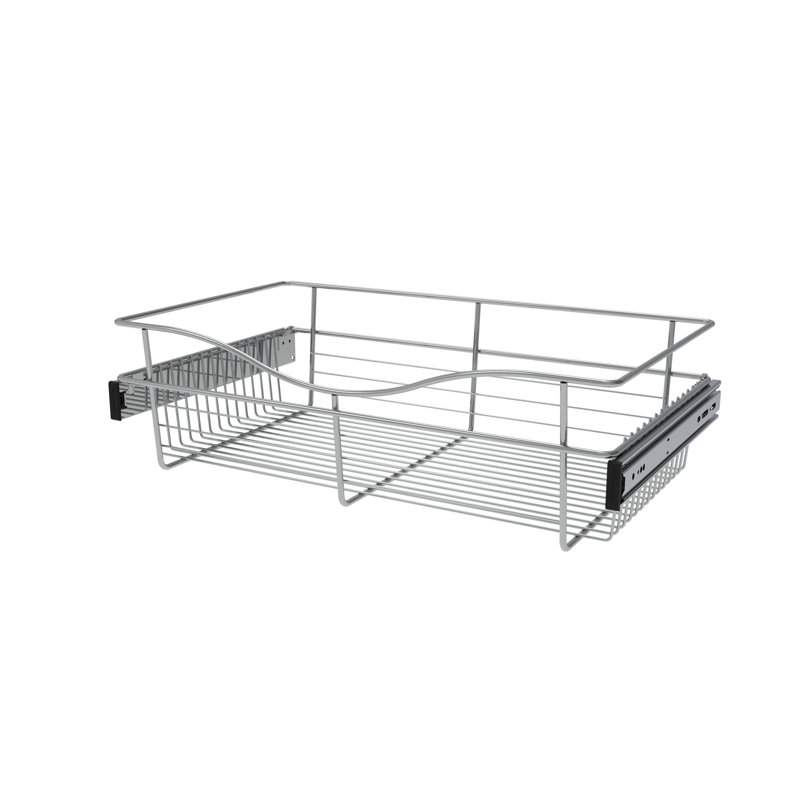 24" W Closet Basket for Custom Closet Systems, Chrome, 7" H x 24" W x 12" D